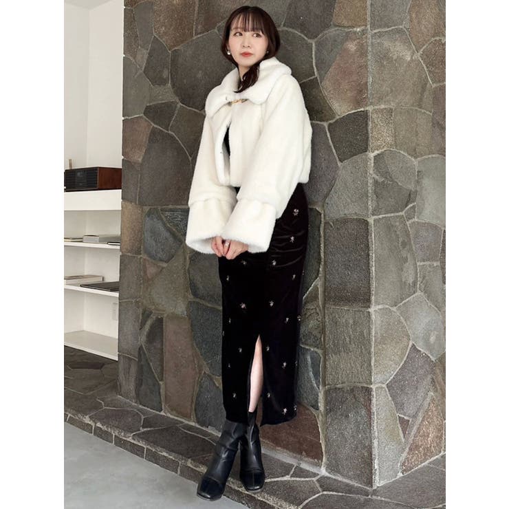 【セットアップ対応】フラワーシシュウベロアスカート | dazzlin | 詳細画像17 