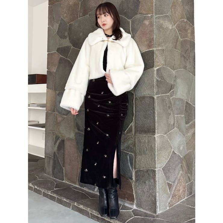 【セットアップ対応】フラワーシシュウベロアスカート | dazzlin | 詳細画像18 