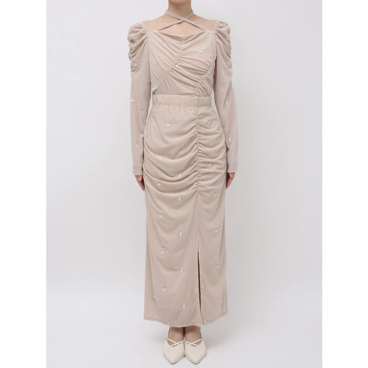 【セットアップ対応】フラワーシシュウベロアスカート | dazzlin | 詳細画像25 