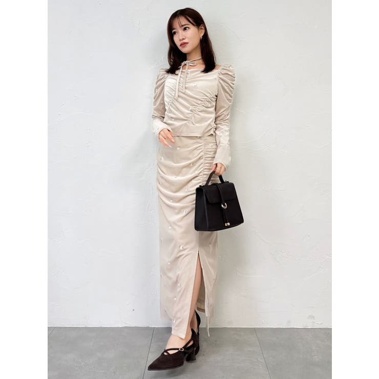 【セットアップ対応】フラワーシシュウベロアスカート | dazzlin | 詳細画像6 