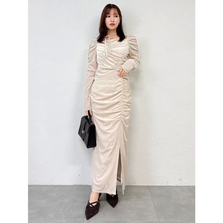 【セットアップ対応】フラワーシシュウベロアスカート | dazzlin | 詳細画像7 