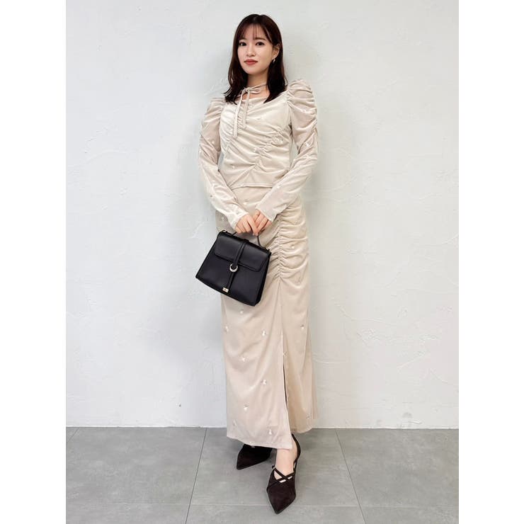 【セットアップ対応】フラワーシシュウベロアスカート | dazzlin | 詳細画像8 