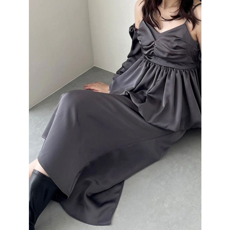 サテンナロースリットスカート | dazzlin | 詳細画像1 