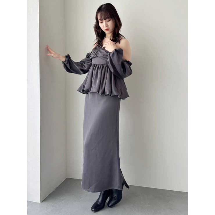 サテンナロースリットスカート | dazzlin | 詳細画像23 