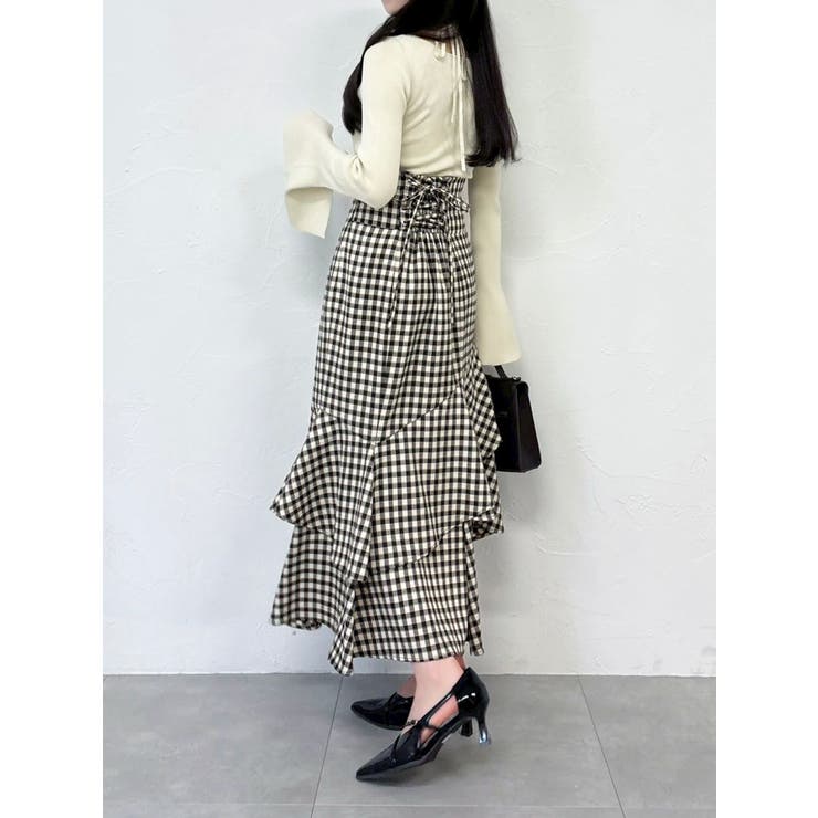 バックレースアップアシメマーメイドスカート[品番：MKSW0067372