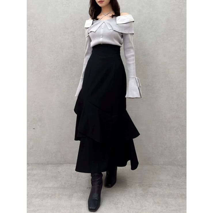 ブラック | バックレースアップアシメマーメイドスカート | dazzlin