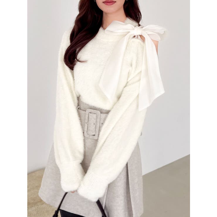 ワンショルミニシャギーニットトップス | dazzlin | 詳細画像1 