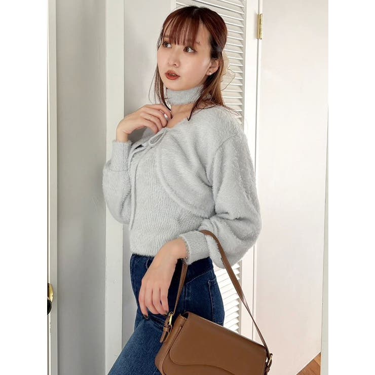 チョーカー付ミニシャギーニットキャミソール | dazzlin | 詳細画像12 