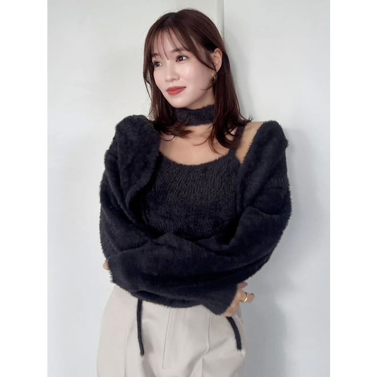 チョーカー付ミニシャギーニットキャミソール | dazzlin | 詳細画像17 