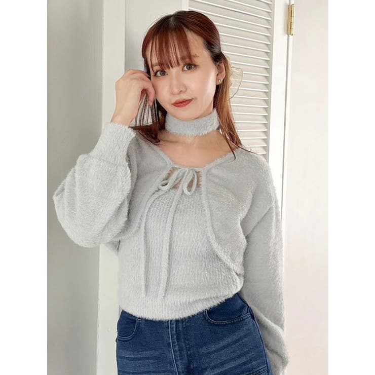 グレー | ミニシャギーニットボレロ | dazzlin