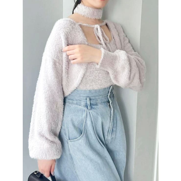 ピンク | ミニシャギーニットボレロ | dazzlin