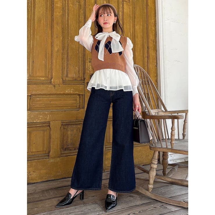 アーガイルニットトップス[品番：MKSW0065952]｜dazzlin