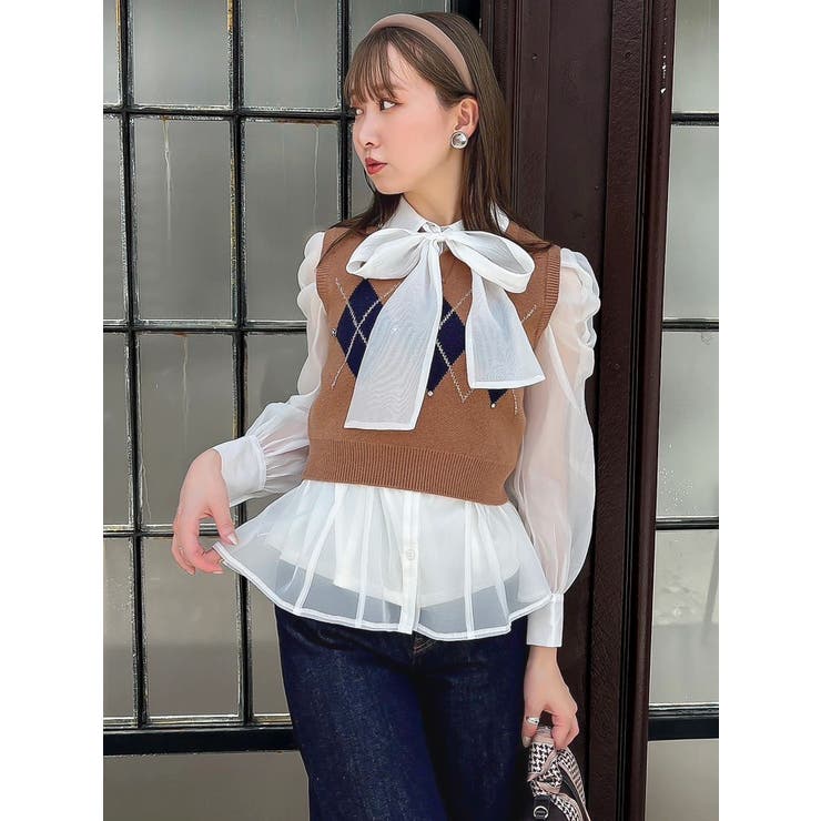 アーガイルニットトップス | dazzlin | 詳細画像23 