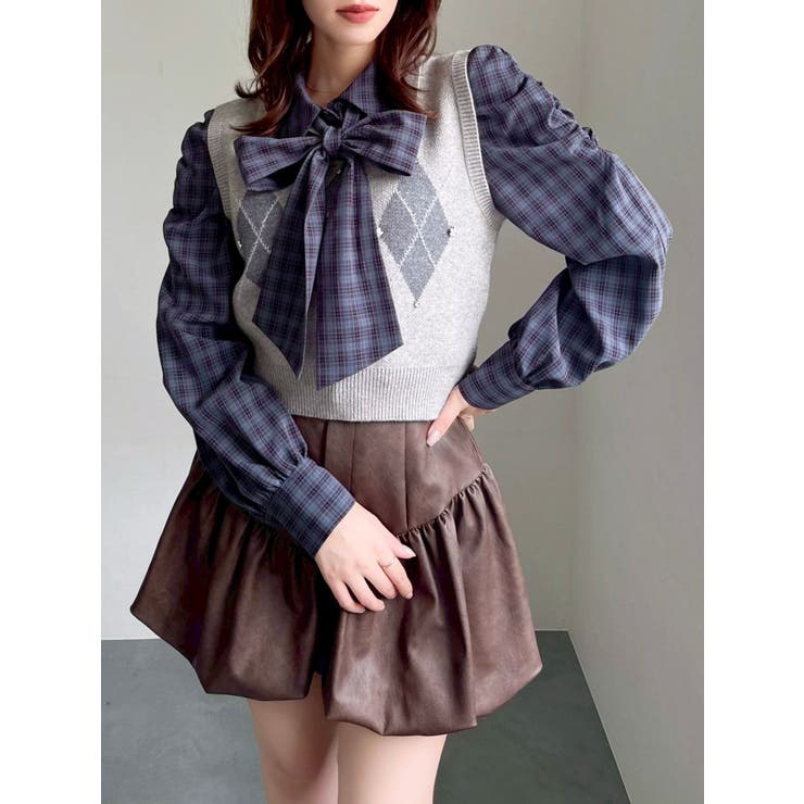 アーガイルニットトップス | dazzlin | 詳細画像3 