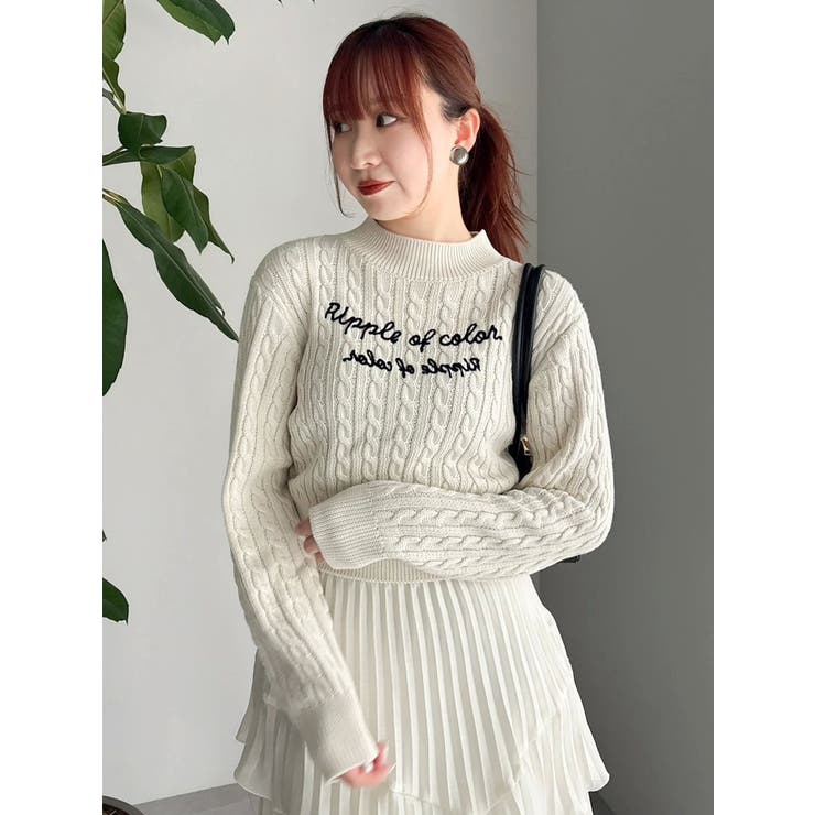 ケーブルレタリングニット | dazzlin | 詳細画像1 