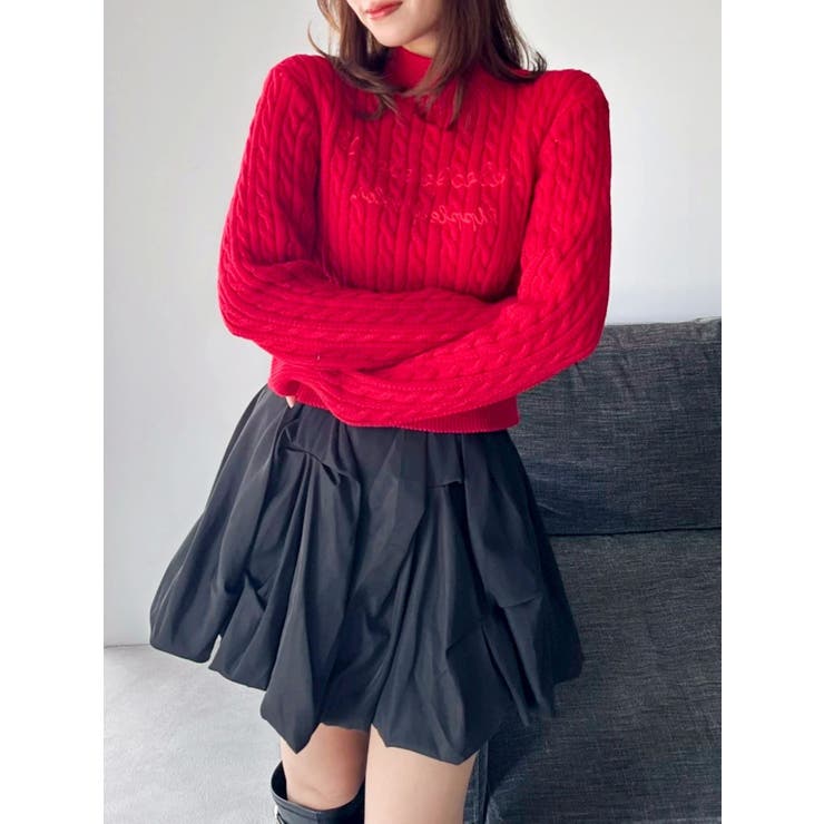 レッド | ケーブルレタリングニット | dazzlin