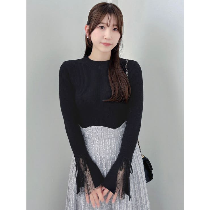 【追加生産分】ヘムレースリブニットトップス | dazzlin | 詳細画像7 