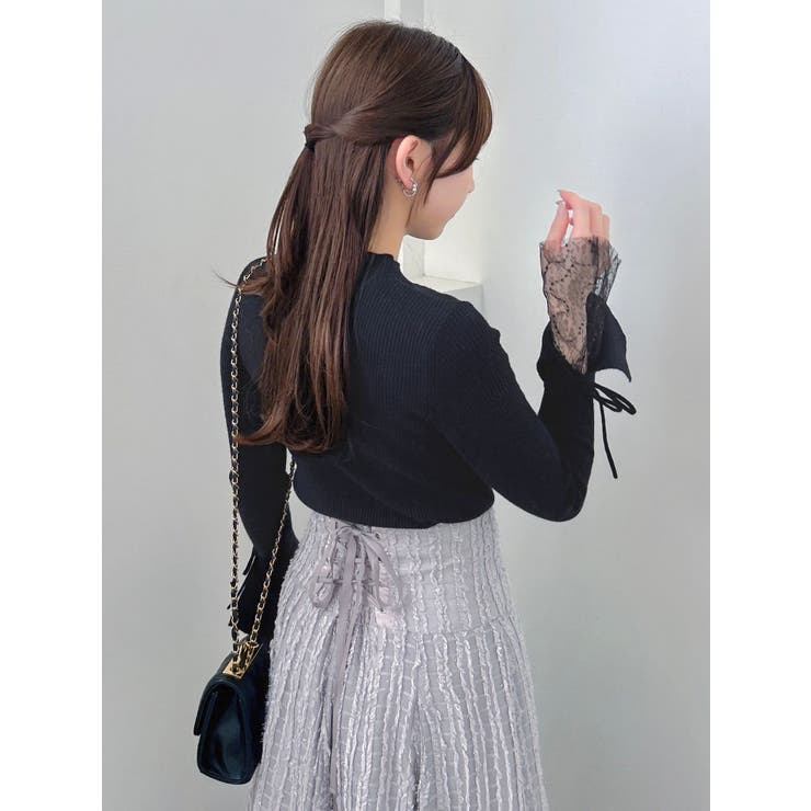 【追加生産分】ヘムレースリブニットトップス | dazzlin | 詳細画像8 