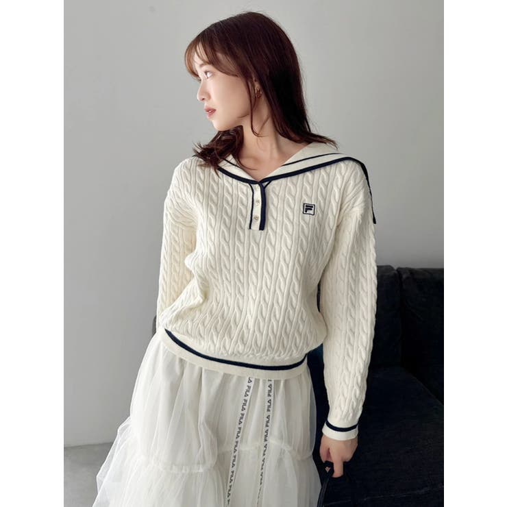 【FILA別注】セーラーカラーラインニットプルオーバー | dazzlin | 詳細画像3 