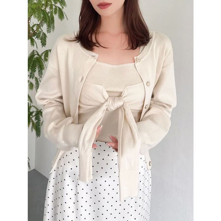 オフホワイト | 片結びニットビスチェ | dazzlin