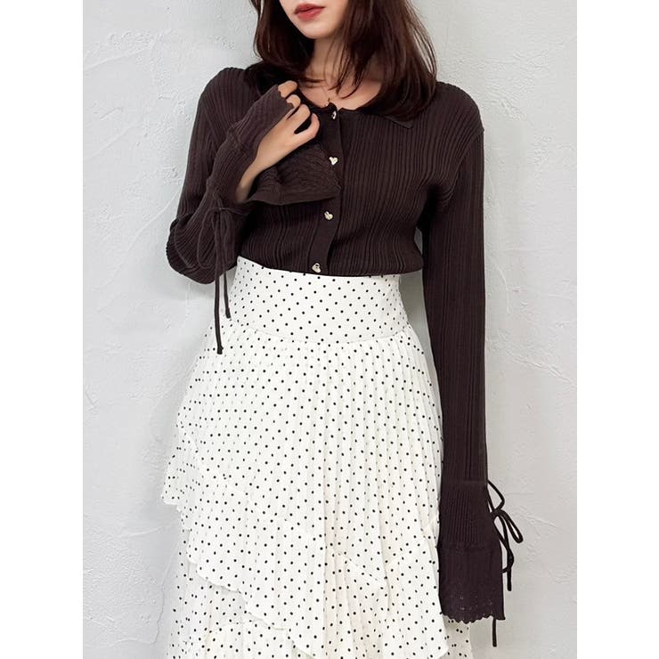 ブラウン | アイレットスリーブニットトップス | dazzlin