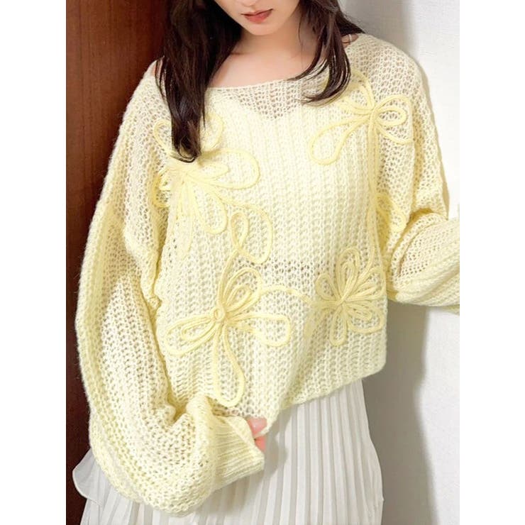 イエロー | モヘアライクルーズニット | dazzlin