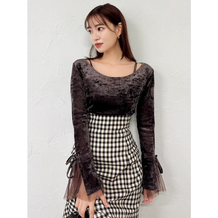 ブラウン | シアーベロアレイヤードトップス | dazzlin