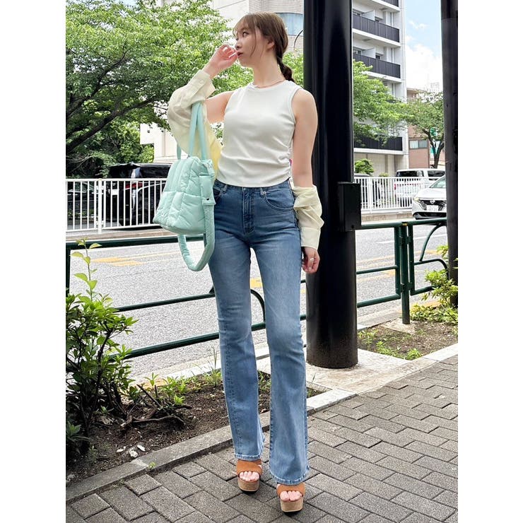 【吉田朱里】涼感加工ギャザーノースリリブトップス | dazzlin | 詳細画像10 