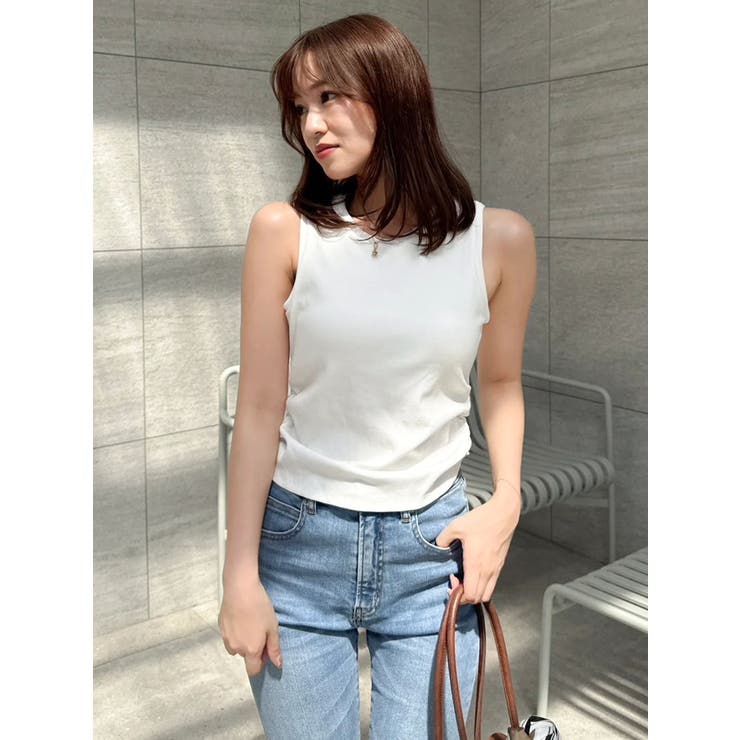 【吉田朱里】涼感加工ギャザーノースリリブトップス | dazzlin | 詳細画像24 