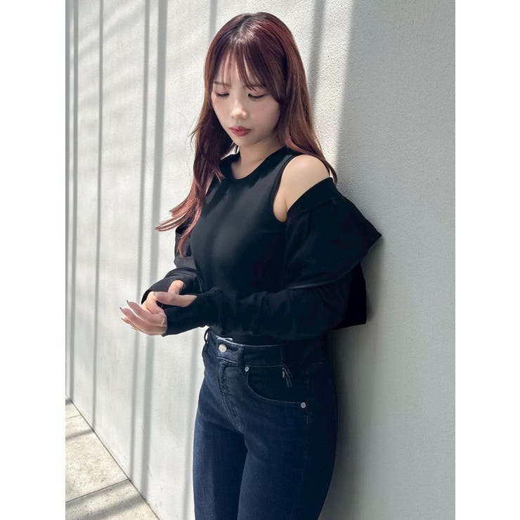 【吉田朱里】涼感加工ギャザーノースリリブトップス | dazzlin | 詳細画像31 