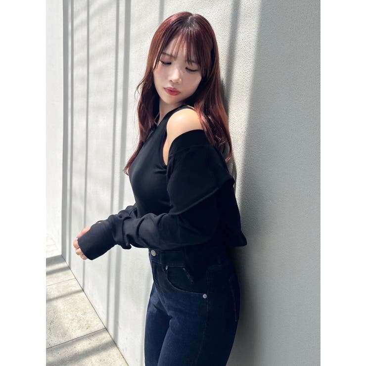 【吉田朱里】涼感加工ギャザーノースリリブトップス | dazzlin | 詳細画像32 