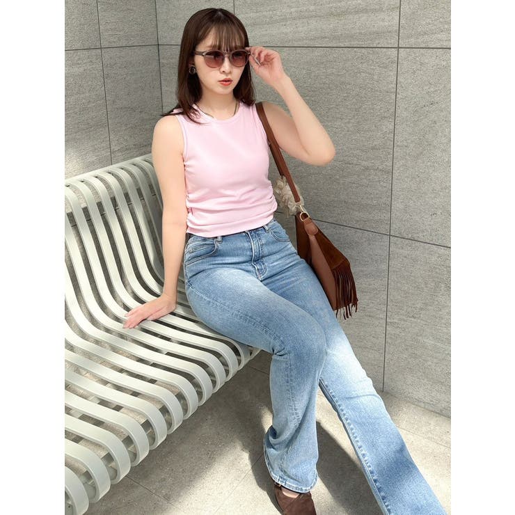 【吉田朱里】涼感加工ギャザーノースリリブトップス | dazzlin | 詳細画像41 