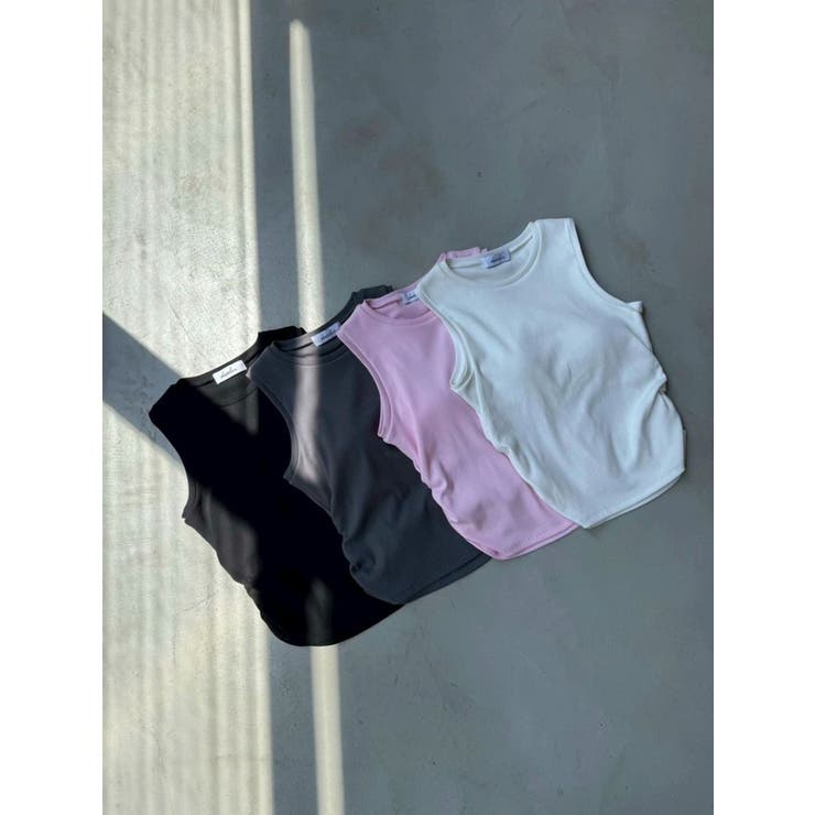 【吉田朱里】涼感加工ギャザーノースリリブトップス | dazzlin | 詳細画像46 