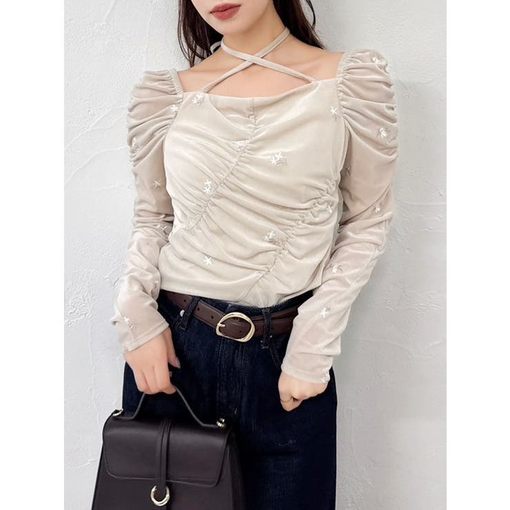 【セットアップ対応】フラワーシシュウベロアトップス | dazzlin | 詳細画像10 