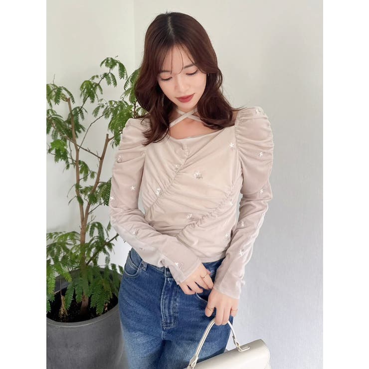 【セットアップ対応】フラワーシシュウベロアトップス | dazzlin | 詳細画像13 