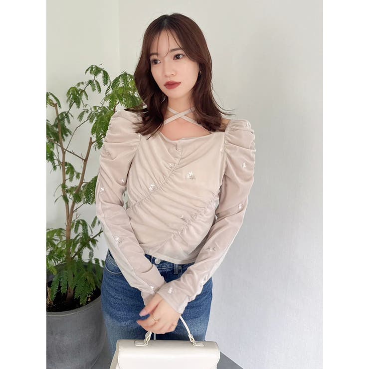 【セットアップ対応】フラワーシシュウベロアトップス | dazzlin | 詳細画像14 