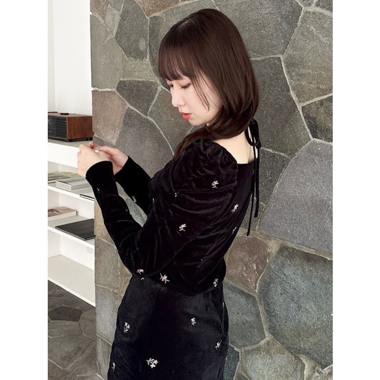 【セットアップ対応】フラワーシシュウベロアトップス | dazzlin | 詳細画像20 