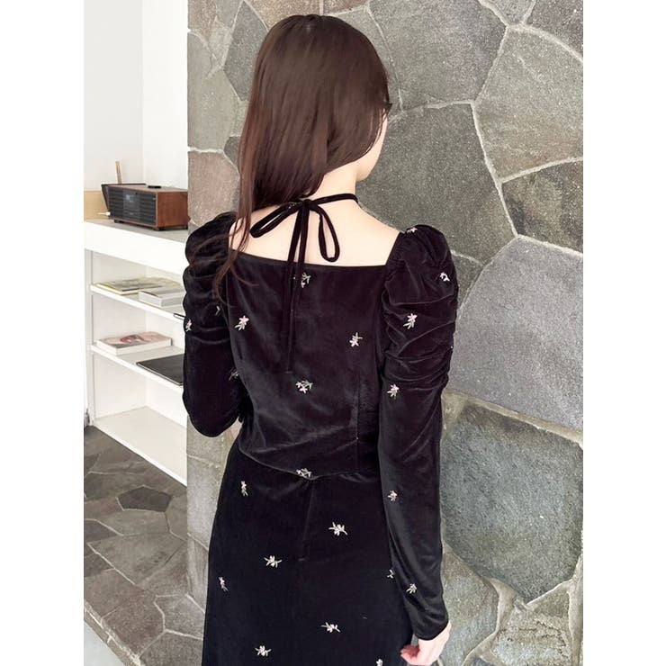 【セットアップ対応】フラワーシシュウベロアトップス | dazzlin | 詳細画像21 