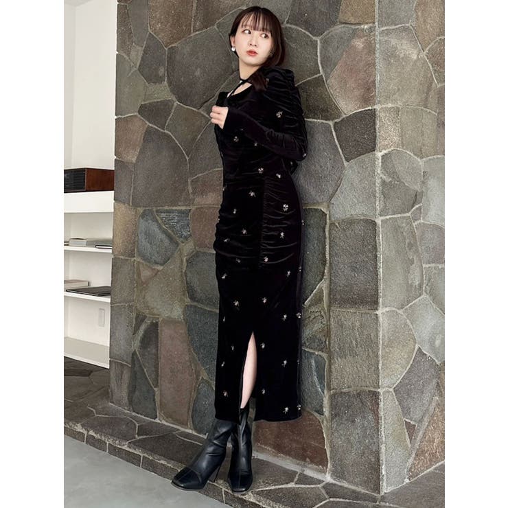 【セットアップ対応】フラワーシシュウベロアトップス | dazzlin | 詳細画像23 