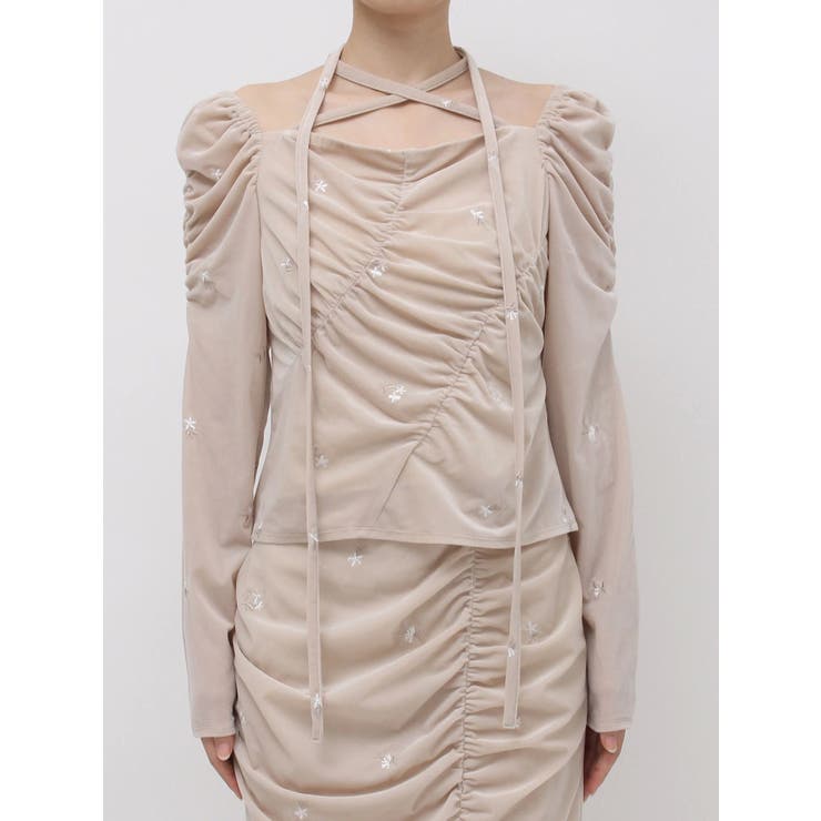 【セットアップ対応】フラワーシシュウベロアトップス | dazzlin | 詳細画像32 