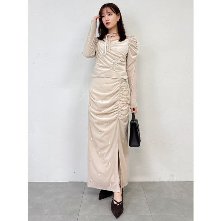 【セットアップ対応】フラワーシシュウベロアトップス | dazzlin | 詳細画像8 