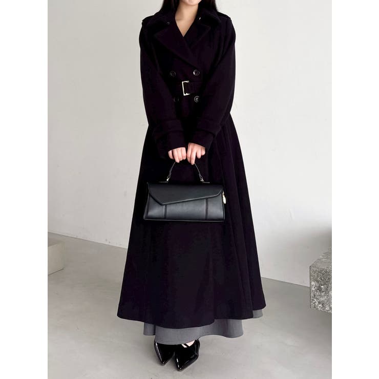 ブラック | 2WAYカラーウールライクトレンチコート | dazzlin