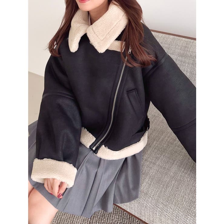 ブラック | ビッグカラームートンブルゾン | dazzlin