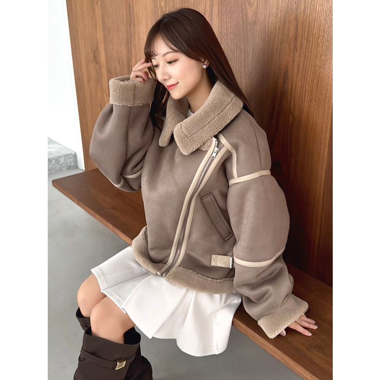 ブラウン | ビッグカラームートンブルゾン | dazzlin