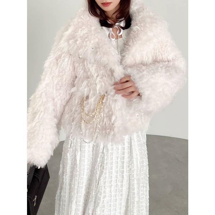 ピンク | パールチェーンエコファーブルゾン | dazzlin