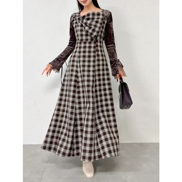 ブラウン | 【追加生産分】ビッグリボンレイヤードワンピース | dazzlin