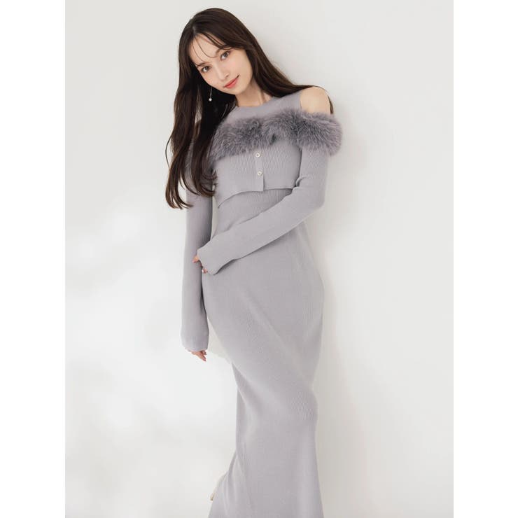 オフショルファードッキングニットワンピース | dazzlin | 詳細画像4 