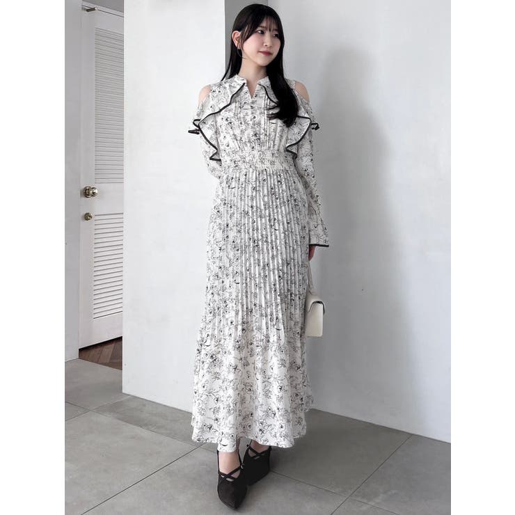 オープンショルダーフラワープリーツワンピース | dazzlin | 詳細画像16 