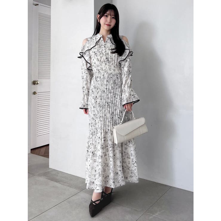 オープンショルダーフラワープリーツワンピース | dazzlin | 詳細画像20 