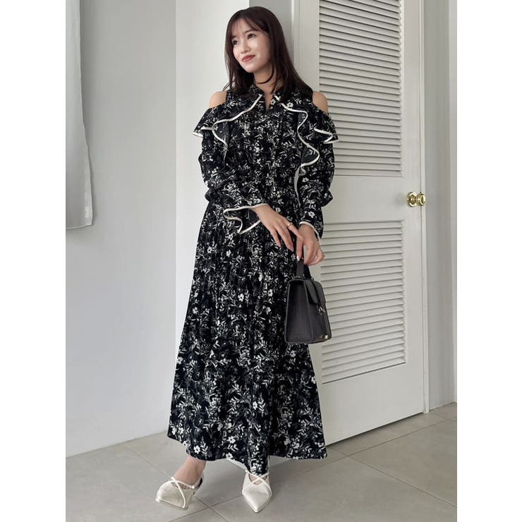 オープンショルダーフラワープリーツワンピース | dazzlin | 詳細画像8 